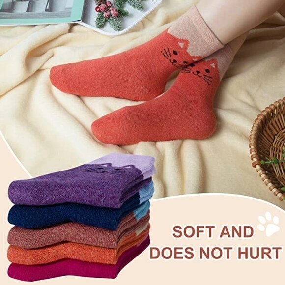 5 Pairs Luxury Wool Soft Socks Warm Winter Fall Womens Thick Cozy Knit NWT - Picture 5 of 7